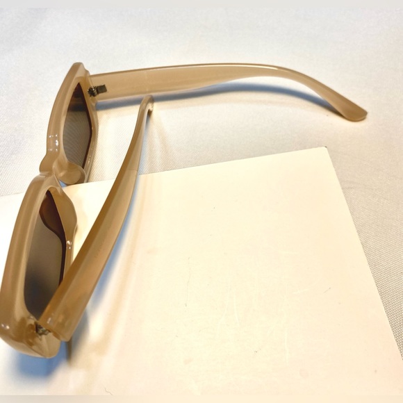 retro square Color sunglasses UV blocking beige brown tint - Picture 10 of 15